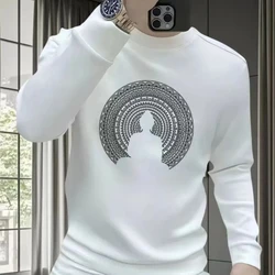 Streetwear Fashion Sweatshirts Autumn NewMen's O-Neck Printing Trend Casual All-match Long Sleeve Pullovers LooseT-shirt Tops