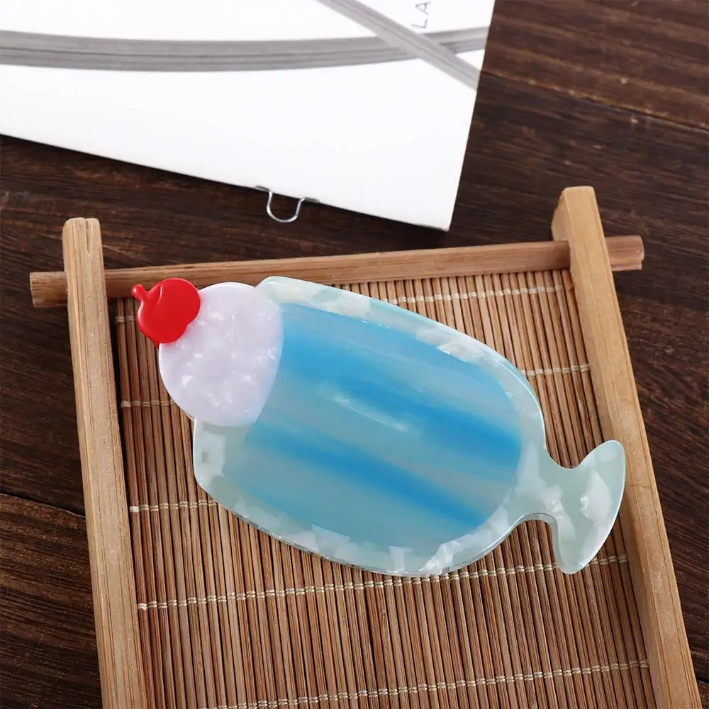 กิ๊บติดผมอะซิเตทสีฟ้าลายการ์ตูนน่ารัก สไตล์น้ำผลไม้ค็อกเทล เหมาะกับทุกโอกาส ใช้ได้ทุกวัน