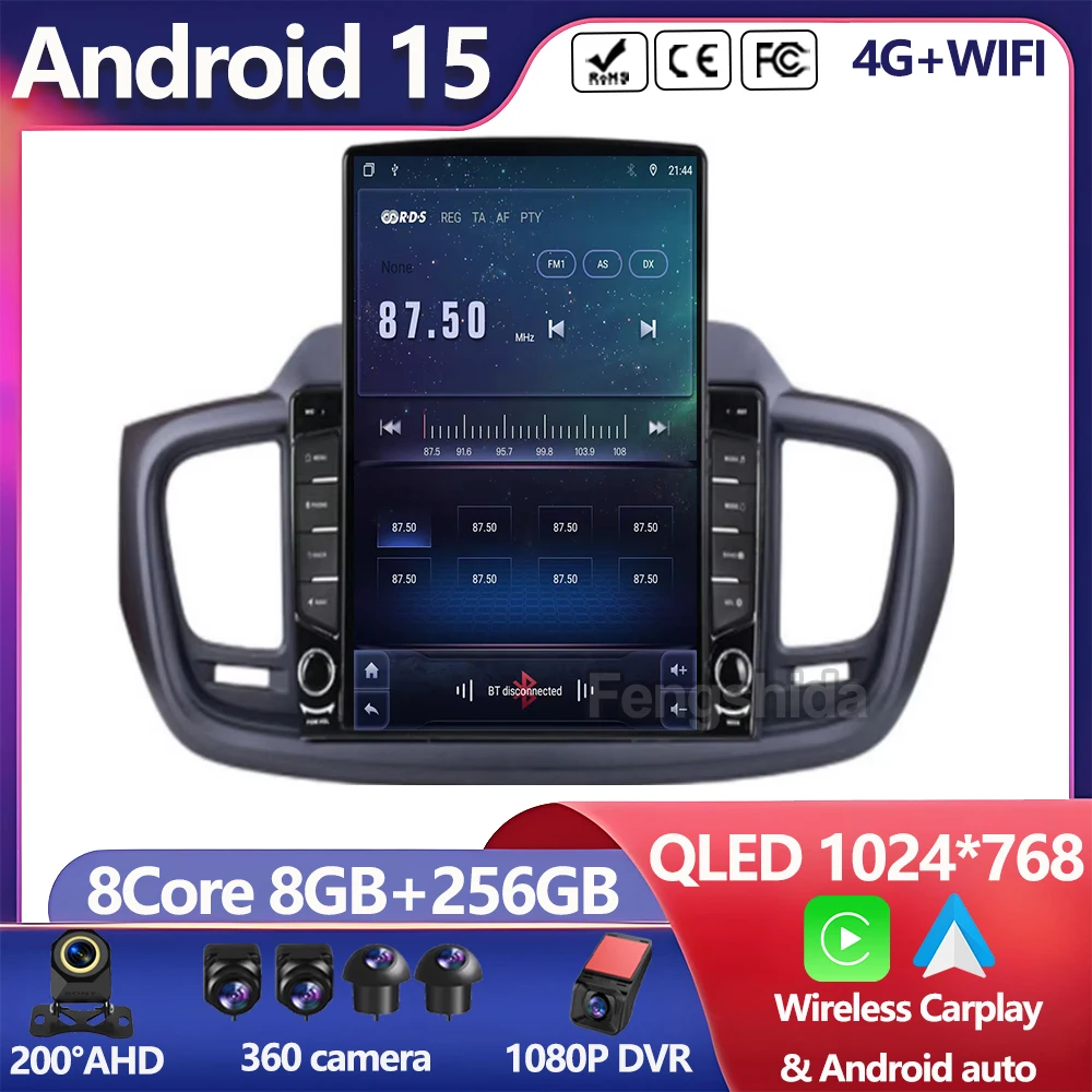 Android 14 para Kia Sorento 3 2014 - 2017 Radio de coche reproductor de vídeo Multimedia navegación estéreo GPS 2din Carplay Auto sin DVD