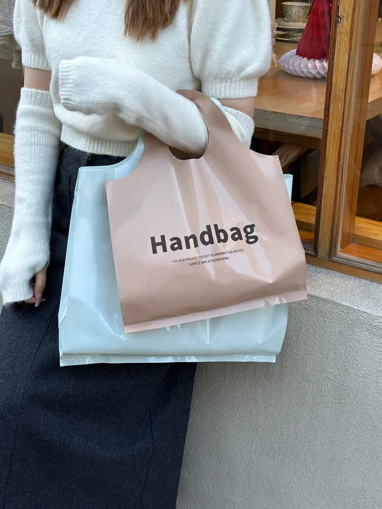 25pcs Clothing Store Handbags Clothes Packaging Bags Women's Children's Shopping Bag Plastic Small Multiple Colors Gift Bags
