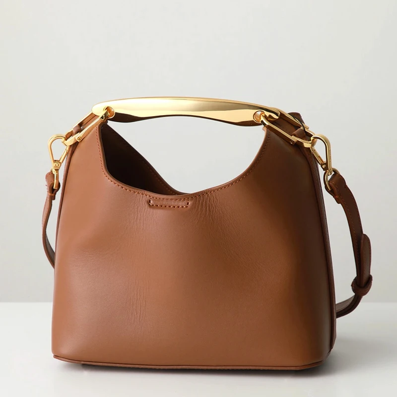 

Classic Bucket Bags For Women Luxury Designer Handbag And Purse 2026 New In PU Metal Top handle With Inner Pocket Small Shoulder