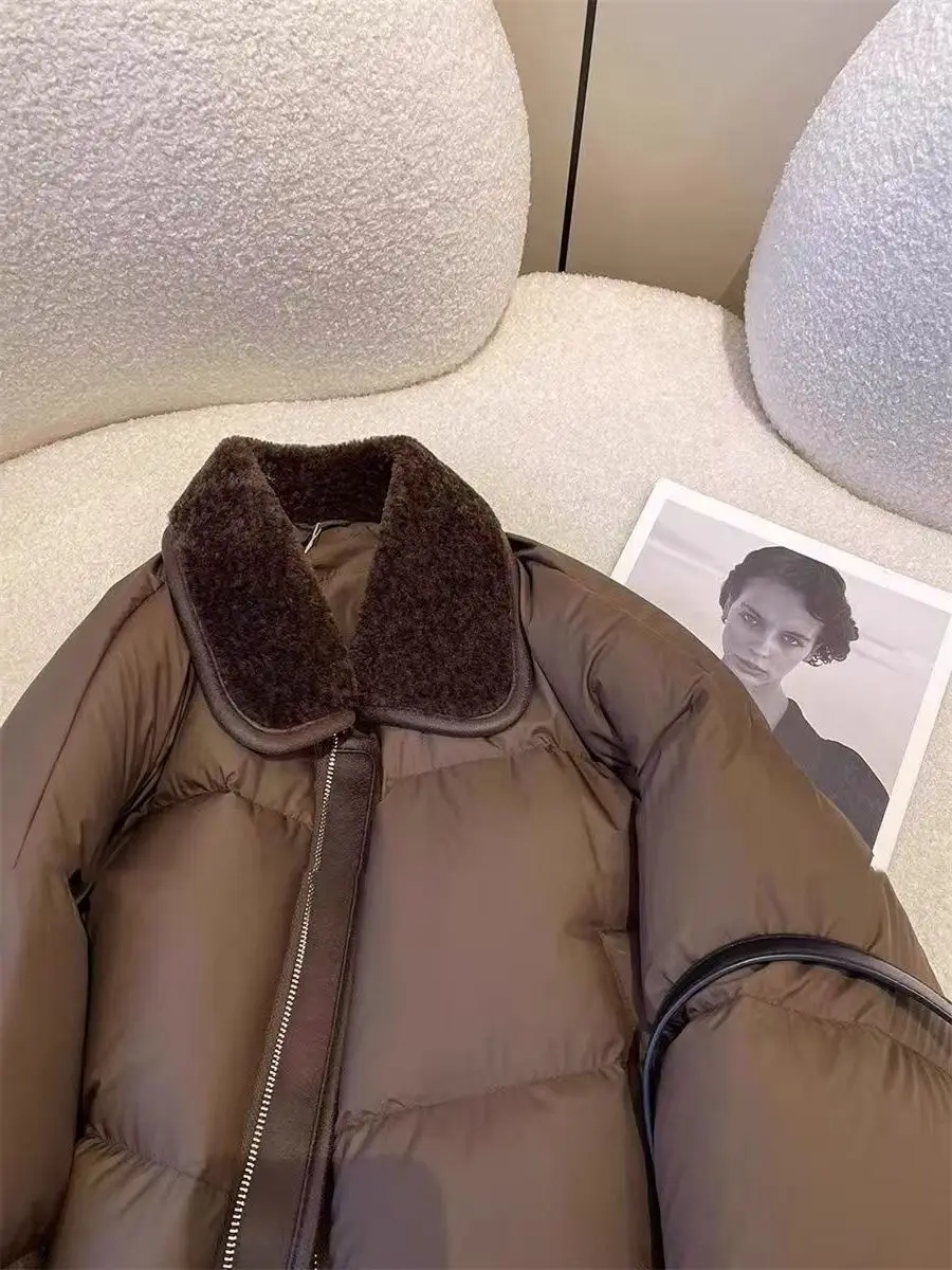 الشتاء المرأة سترة قطن سميكة موضة البني أفخم رفض طوق سستة معاطف مبطنة بالقطن ملابس خارجية فضفاضة متعددة الاستخدامات