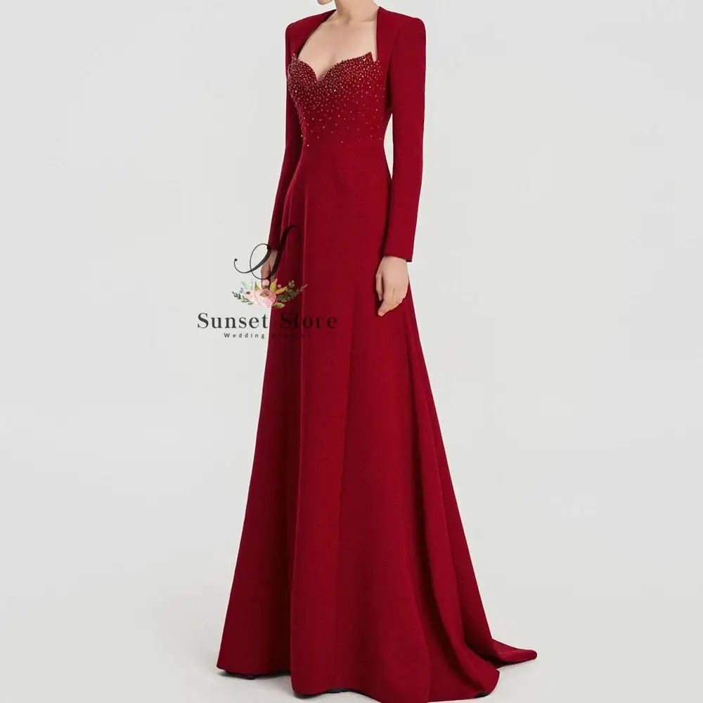 

Индивидуальные вечерние платья в пол с квадратным вырезом и длинными рукавами, модные, с кристаллами, простые, драпированные, для выпускного бала