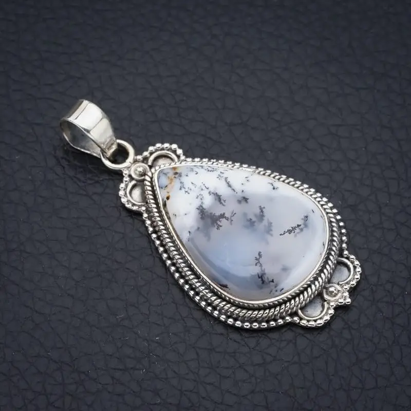 StarGems® Natural Dendritic Opal Handmade 925 Sterling Silver Pendant 1.75