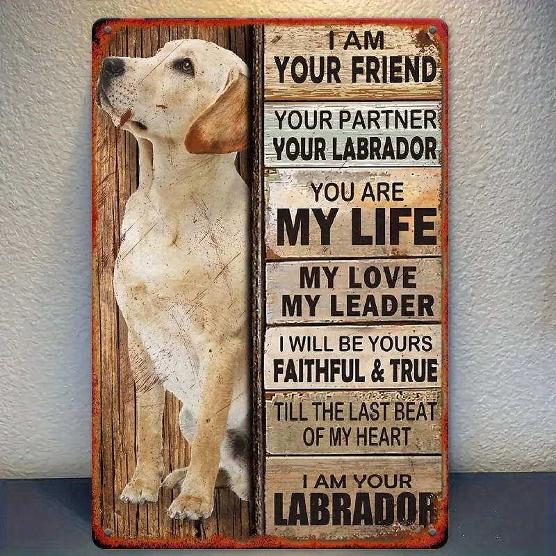Labrador theme design, flat print vintage metal sign, square iron hanging picture, wall decoration, suitable for kitchen, home