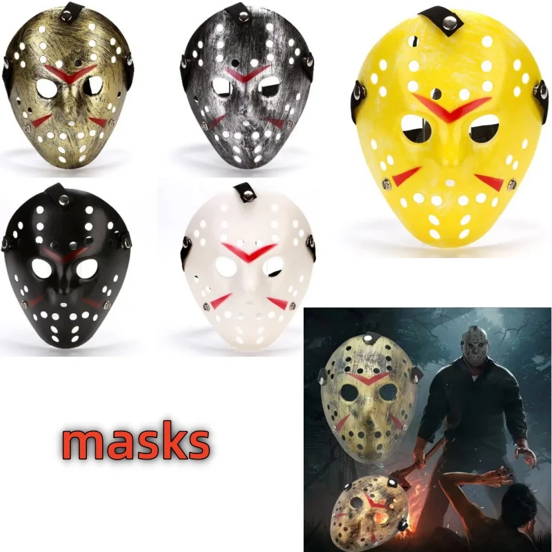 Maski na Halloween dla dorosłych mężczyzn, przebrania na imprezę, prezent na Halloween, maska hokejowa z filmu, maska Jasona Voorheesa z Piątej Trzynastego, maska horror, straszna maska.