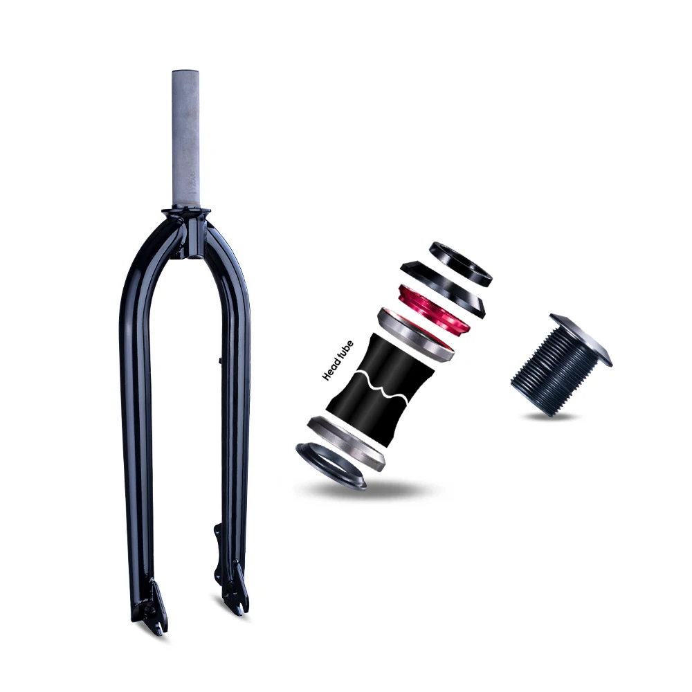 Funsea Bike Fork Chromoly 27.5 Inch Bicycle Forks Rigid for Disc Brake Warranty Spare Part of Chonky with Headset Cap Lock