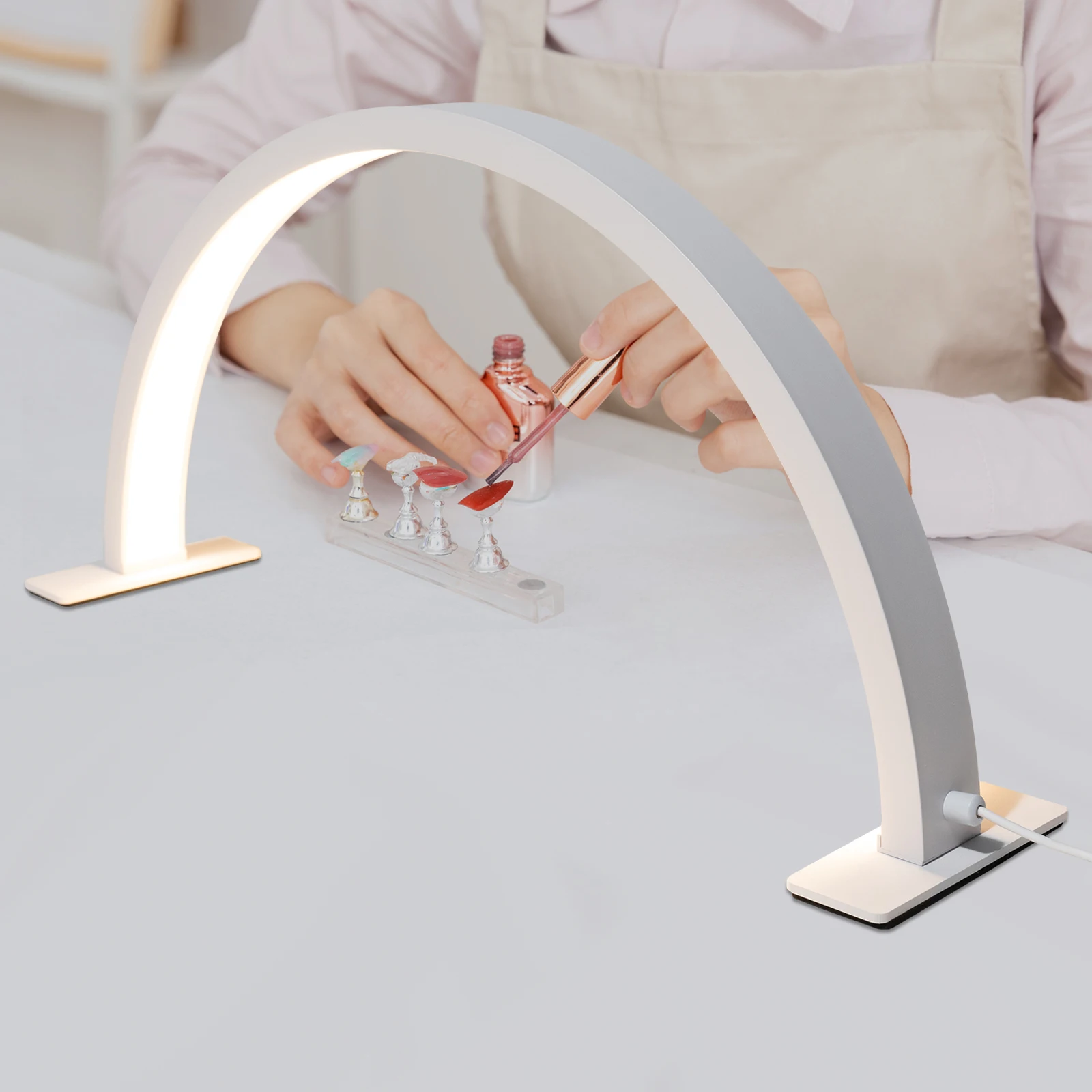 

204*led Beads Led Half Moon Light, Light With Adjust Brightness 3000k‑6000k Desk Lamp For Nail Art for Reading, Threading