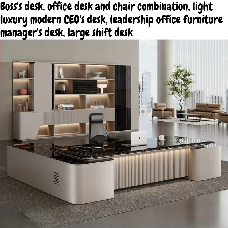 Luxury Executive Office Desk gaming Large L-Shaped standing gaming Boss Table Modern CEO Workstation Storage Cabinet furniture