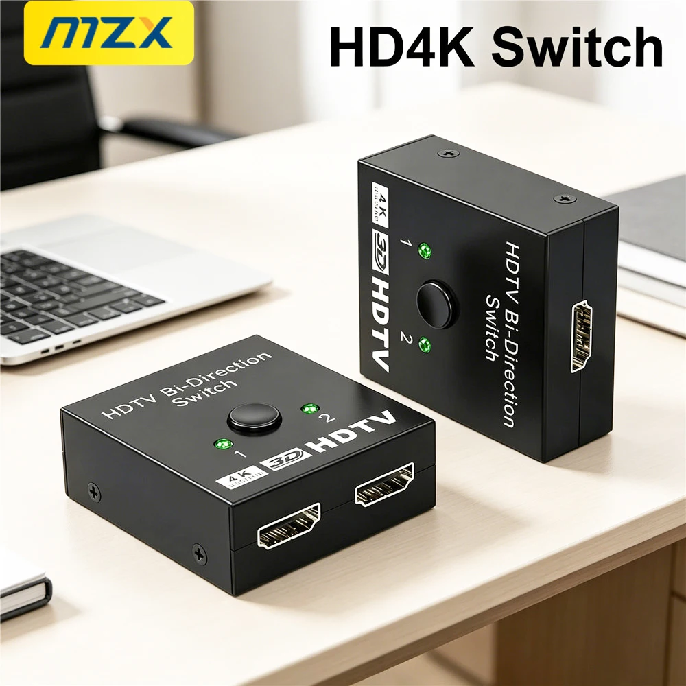 Conmutador HDTV Bidireccional MZX 1x2 2x1, Conmutador Compatible con HDMI 4K, Divisor KVM, Adaptador Convertidor, Monitor, Accesorios para PC Portátil