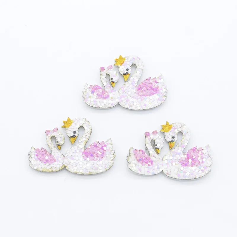 10Pcs 반짝이 패딩 패치 아이스크림 백조 조개 무지개 인어 아플리케 DIY 헤어 클립 보우 스티커 액세서리
