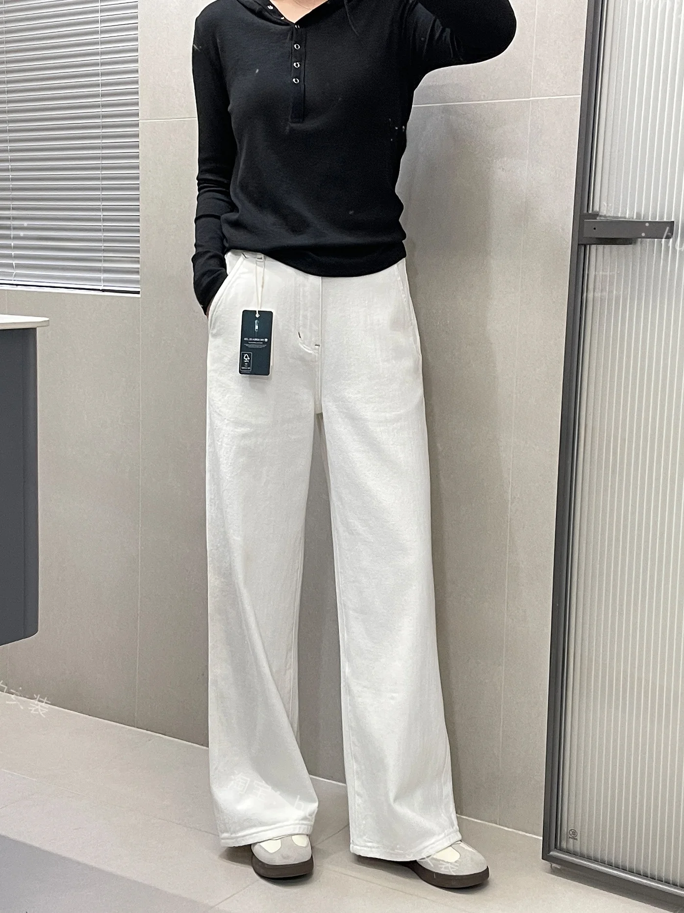 

Elegant White Wide Leg Jeans Women's Loose Straight Cut Trousers Spring New Style Versatile Casual High Waist Denim Pants