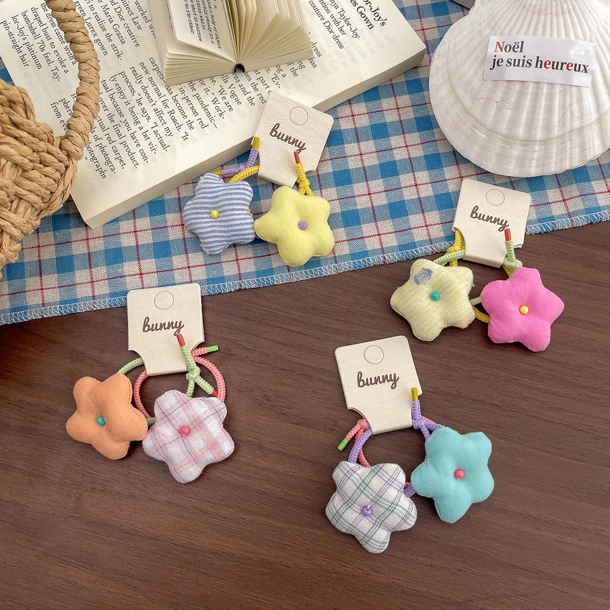 

2pcs/lot Children's Rubber Band Beaded Striped Star Elastic Hair Band Baby Girl Hair Rope Tie Ponytail Headband Hair Accessories