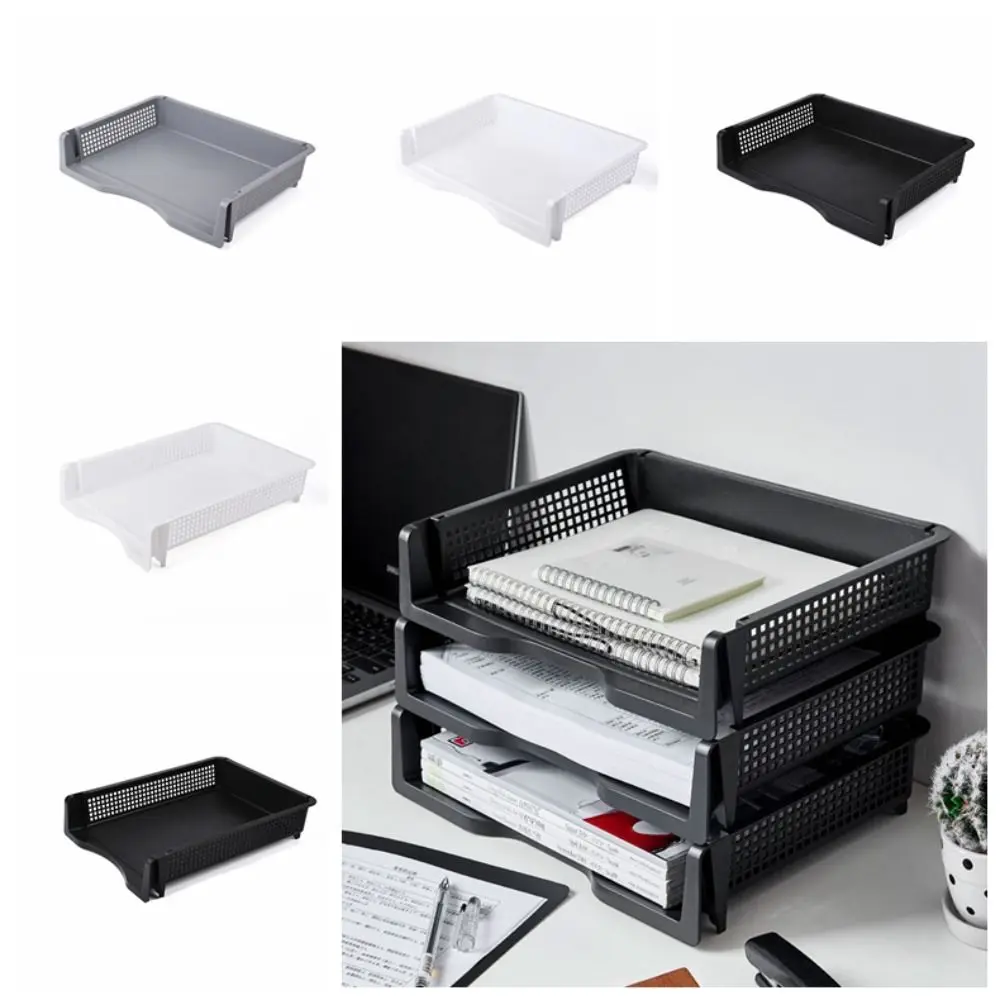 

Fashion Desktop Organizer Stackable File Rack Papers Rack Laminated A4 File Storage Tray File Organizer Plastic Magazine