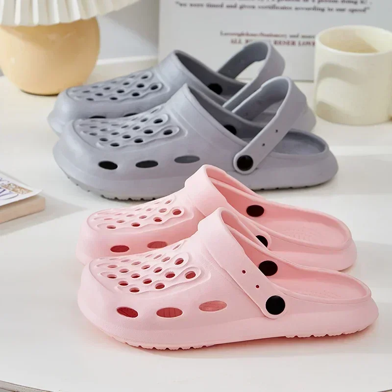 Sandalias de verano para mujer, zapatillas informales de suela blanda para interiores, zuecos planos para exteriores para hombre, zapatos