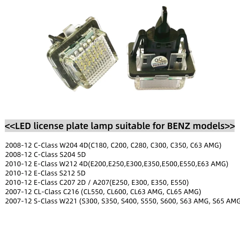 2 x Automobile CANBUS led license plate lamp lights for BENZ C-Class W204 4D (C180 C200 C280 C300 C350) S204 5D 2008-12 years