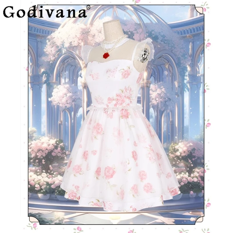 لعبة أنيمي معجزة تأثيري حلي المرأة الحلو Kawaii فستان زهري مع قلادة فستان حفلة الهالوين مثير للبالغين