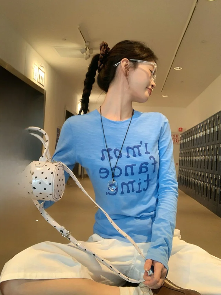 

Синий базовый слой irt, женская облегающая футболка Long Sve round Ne, внутренняя одежда, повседневная одежда, осеннее новое поступление, размер True