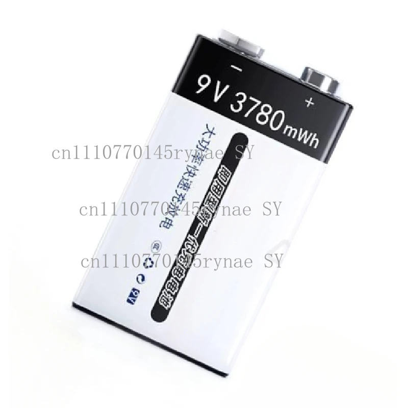 3780mwh 9V USB Rechargeable Li-ion Battery for Smoke Alarm Microphone Guitar Multimeter Detector Long Lasting with USB Cable