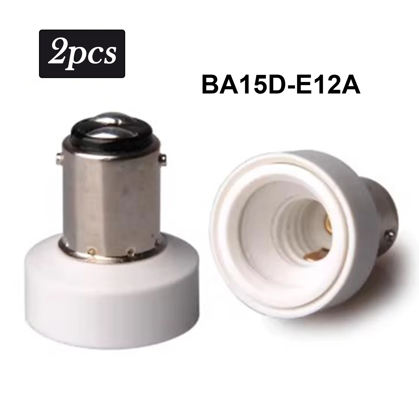 2pcs BA15D to E12A Socket Base Converter Holder LED Halogen CFL Light Bulb Lamp Adapter