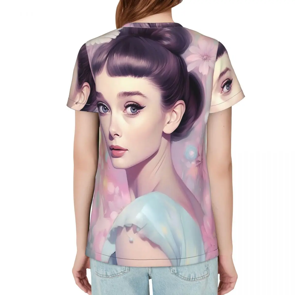 Audrey Hepburn T-Shirt Women Short Sleeve T Shirts Round Neck Streetwear Cotton Summer Tees Streetwear
