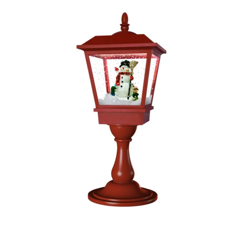 Elegant Christmas Table Decor, Rotating Snow Scene Lamp with Falling Snow Effect for Western Style Holiday Atmosphere
