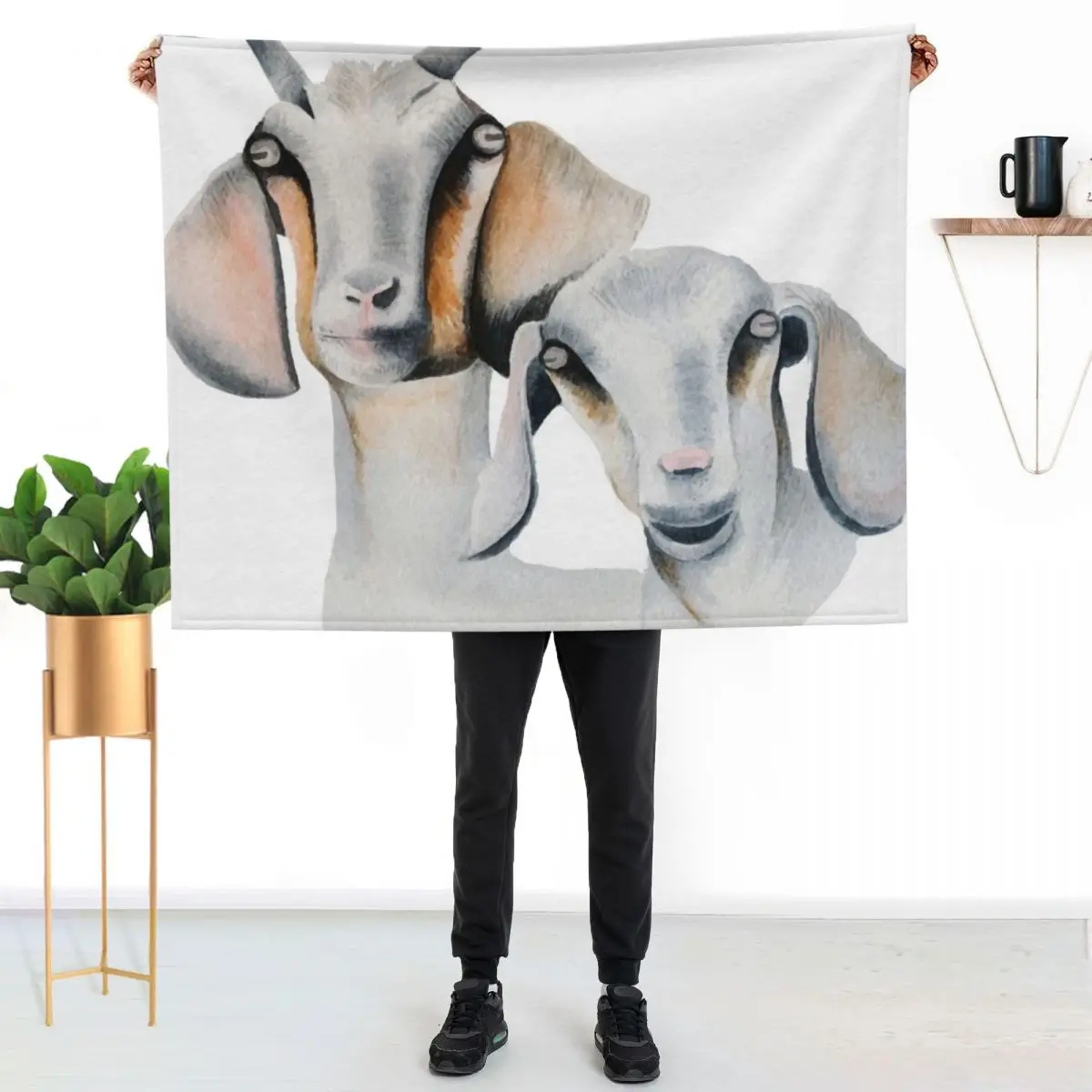 Goat and goat Throw Blanket Flannel Fabric Tourist Fashion Sofas Cute Plaid Personalized Gift Sofa Blankets