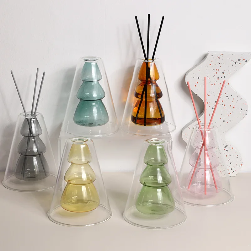 

Christmas Tree Aromatherapy Glass Reed Diffuser Bottle Empty Refillable Glass