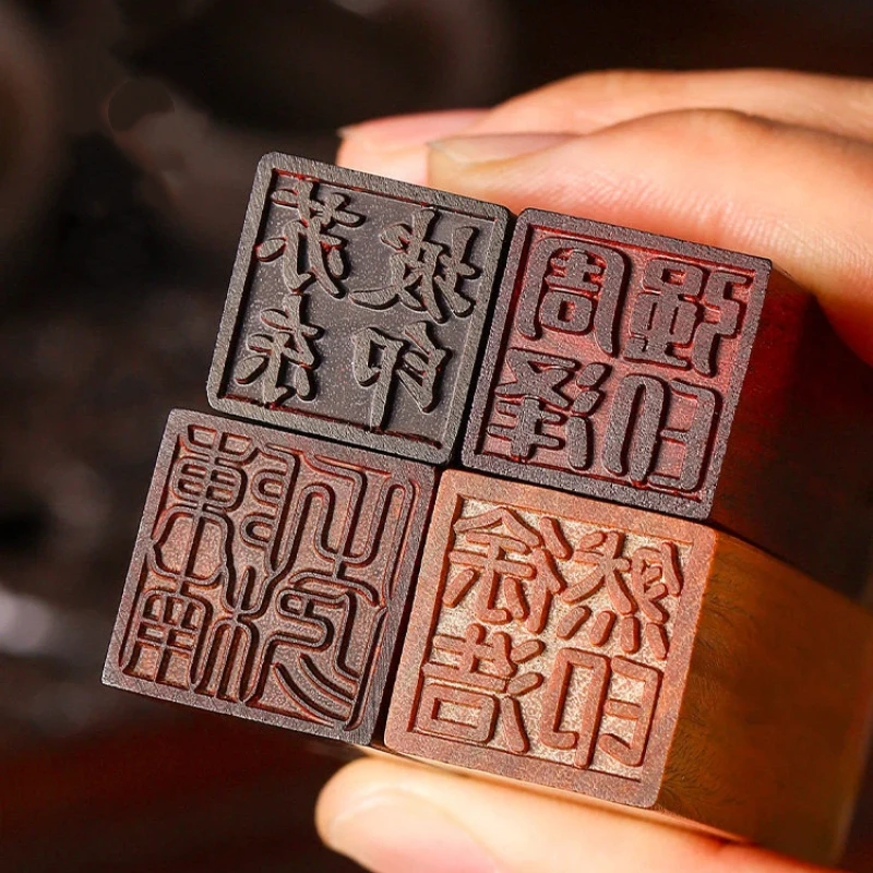 Wood Customized Name Stamps Seals for Calligraphy Painting Ancient Style Rectangular Personal Stamps Cultural Creative Gift Seal
