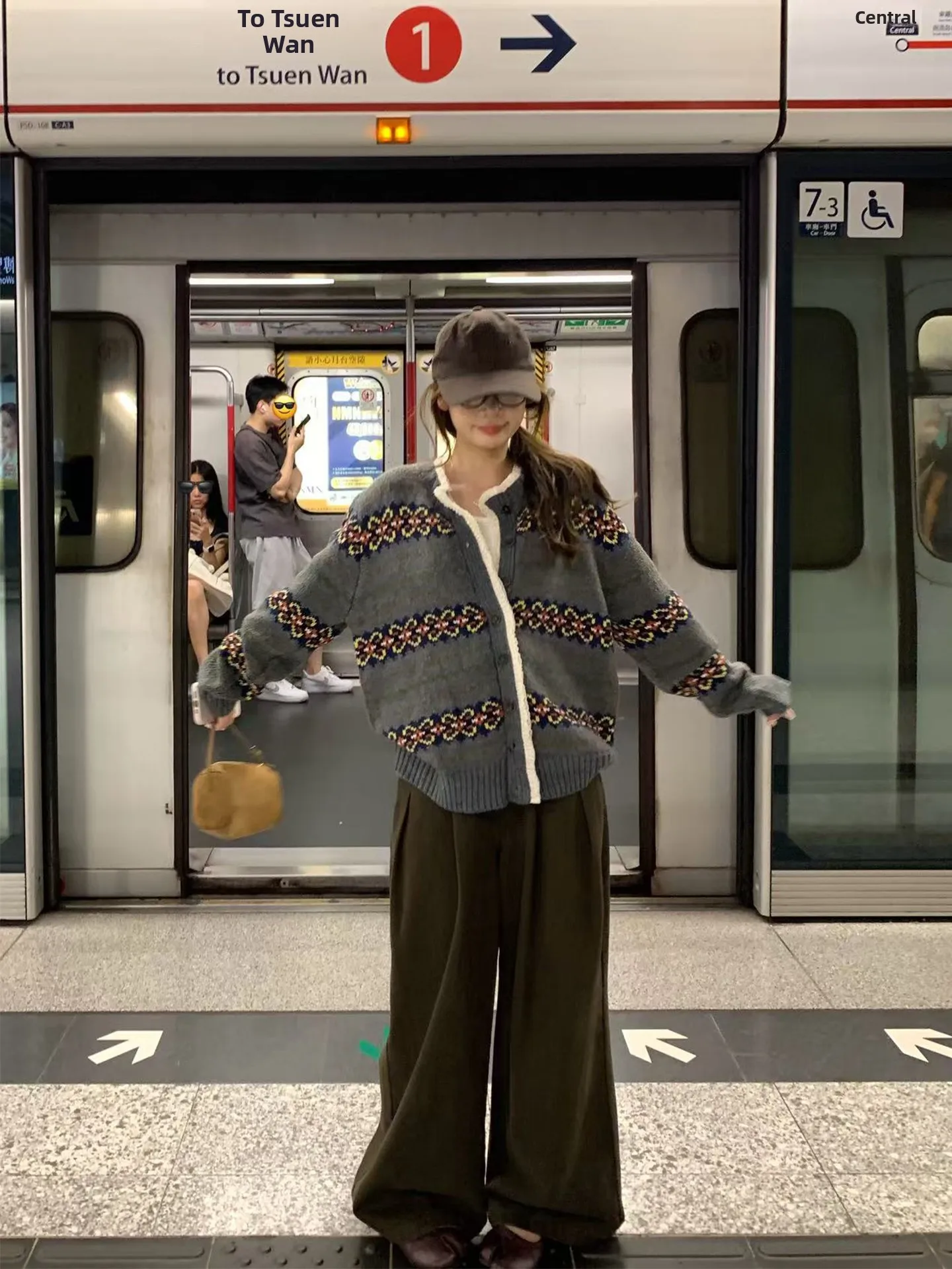 

Вязаный шерстяной свитер с геометрической симфонией Fair Isle, пальто в стиле ретро, длинный свек, круглый, теплый, для осеннего сезона, для женщин