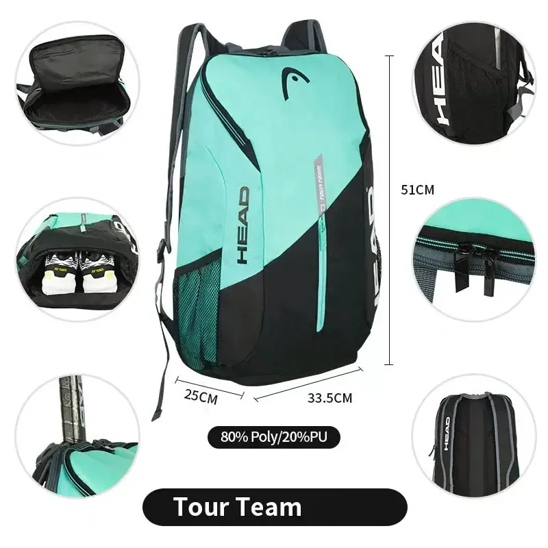 HEAD Tennis Bag Tour Team Series Backpack Multifunctional Sports Bag Large Capacity With Shoe Compartment  Rackets Bag