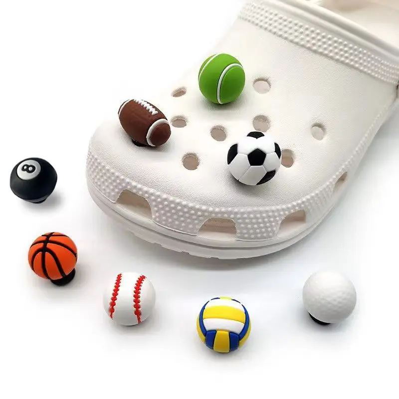 

3D Ball Games Cute Footwear Decoration DIY Lovely Adornment for Clogs Sandals Interesting Shoe Accessories Kids Boys Girls Gifts