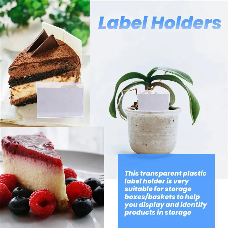 AB33-50Pcs Clear Plastic Label Holder Price Tag, Shelf Label Clip Removable Label Holder For Storage Bins Basket Labels