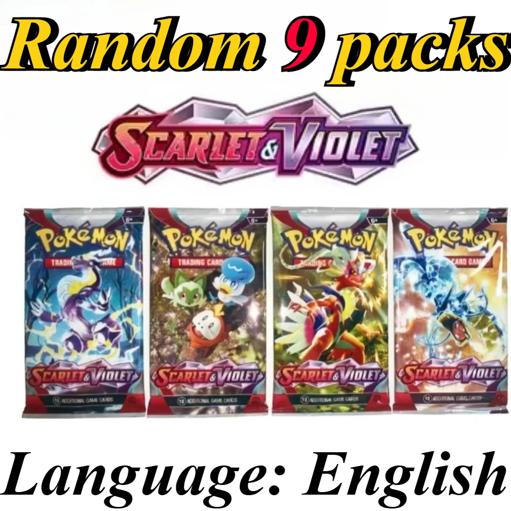 9 Packungen Pokémon-Kartenpakete Bright Stars Prismatic Evolutions, PALDEAN FATES, Englische Erweiterungspakete, Battle Transaction Card Geschenkset – Detail 20