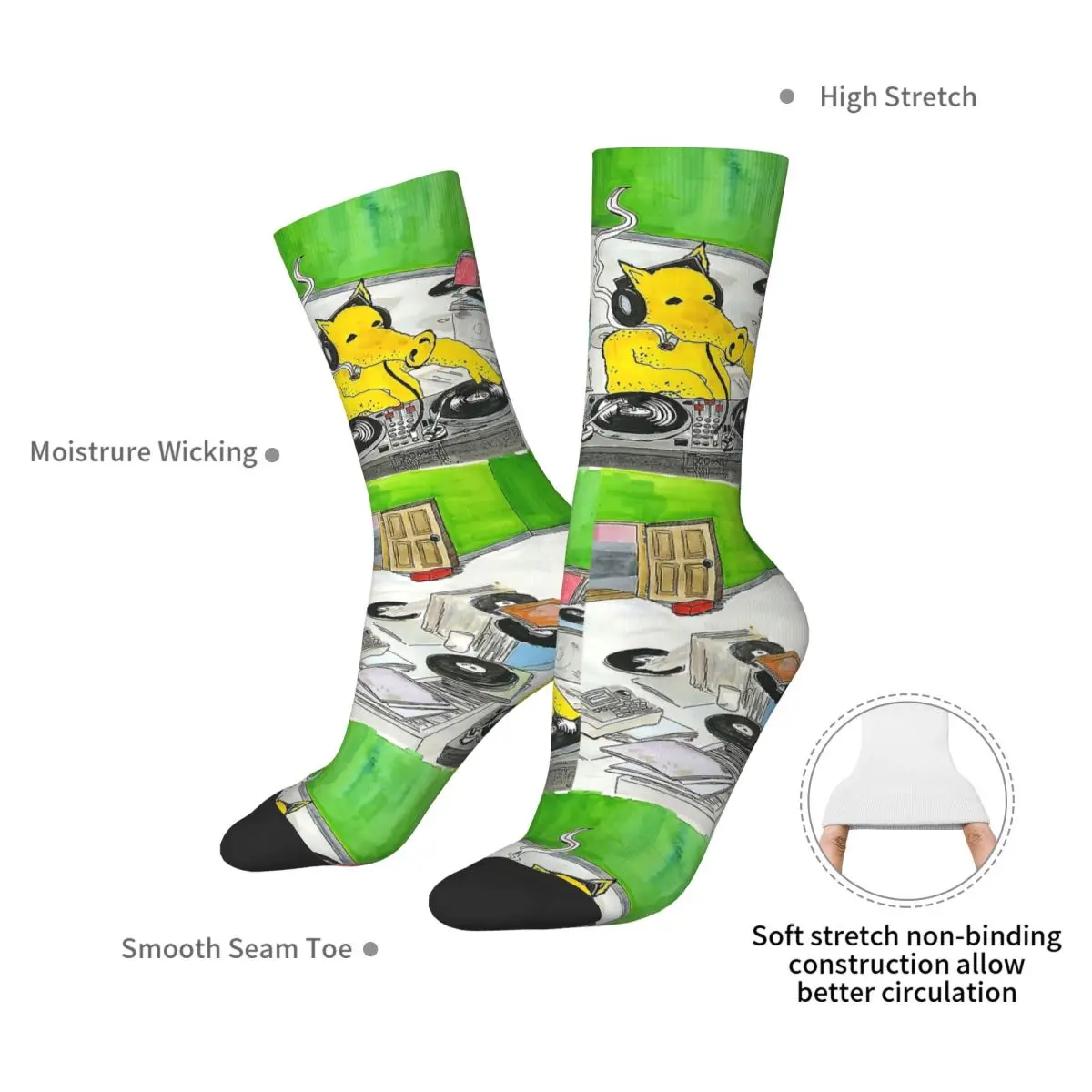 جوارب Quasimoto DJ جوارب Harajuku الممتصة للعرق طوال الموسم جوارب طويلة إكسسوارات لهدايا عيد الميلاد للجنسين