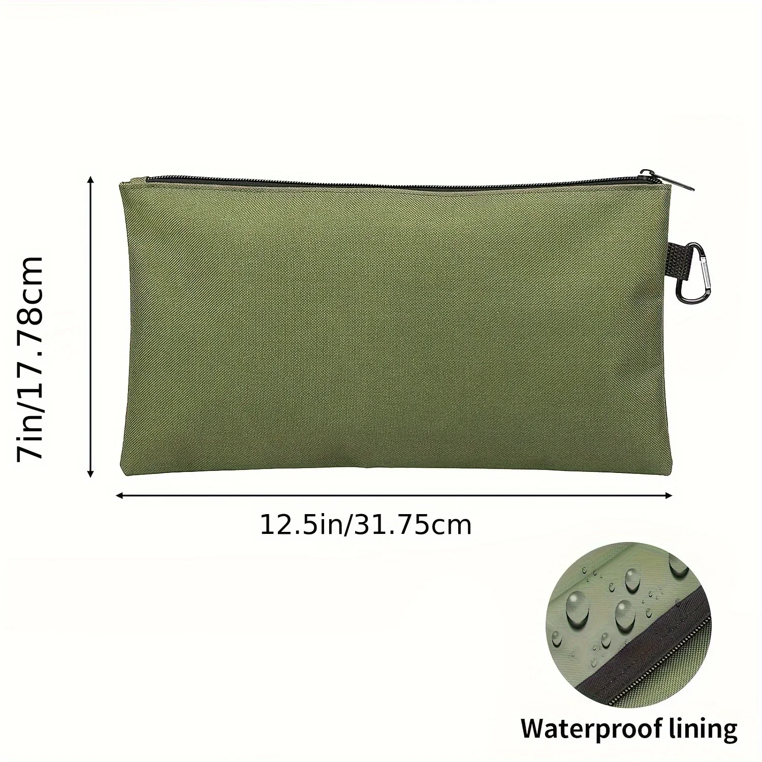 4PCS/SET Tool Bag Zipper Pouch, Utility Multipurpose Storage Organizer Tool Pouches with Carabiner Metal Zipper for Tools