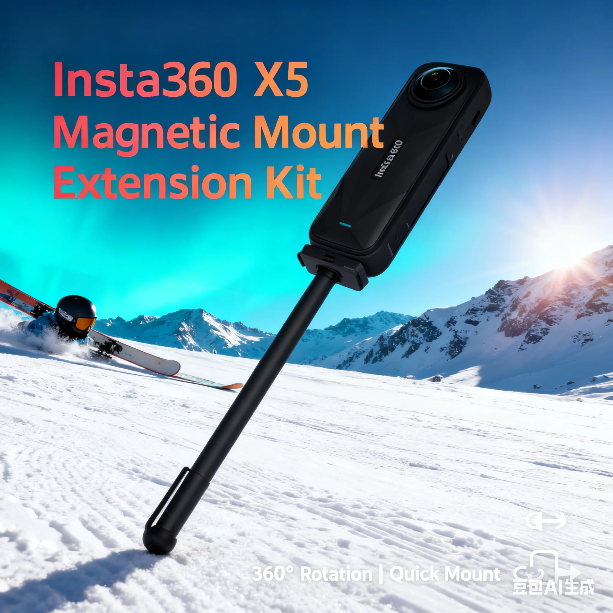 Creator Set For Insta360 X5 - 114cm Invisible Selfie Stick, Magnetic Quick Release Base, Lightweight 360 Filming Accessory