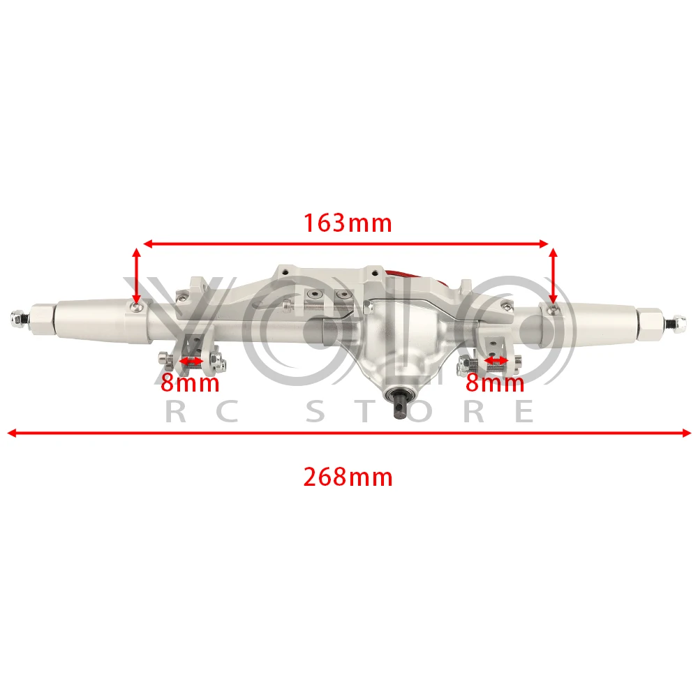 CNC Aluminum Complete Front Rear Axle with Red Diff Cover for 1/10 RC Crawler Rock Racer Axial Wraith 90018 RR10 Upgrade Parts