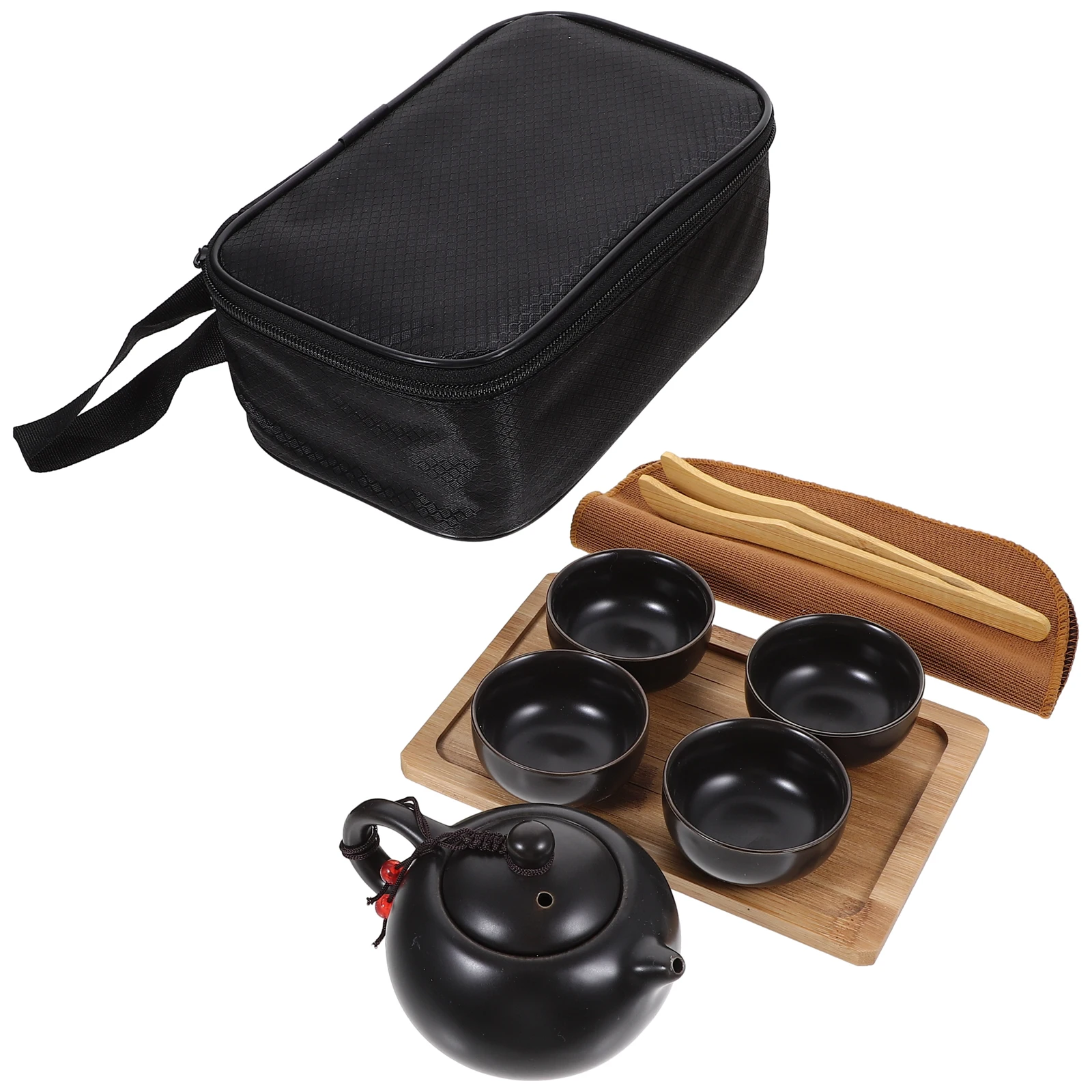 

1 set Portable Tea Set Travel Ceramic Teapot Cup Kit Elegant Practical Home Office Use Tea Brewing Gift