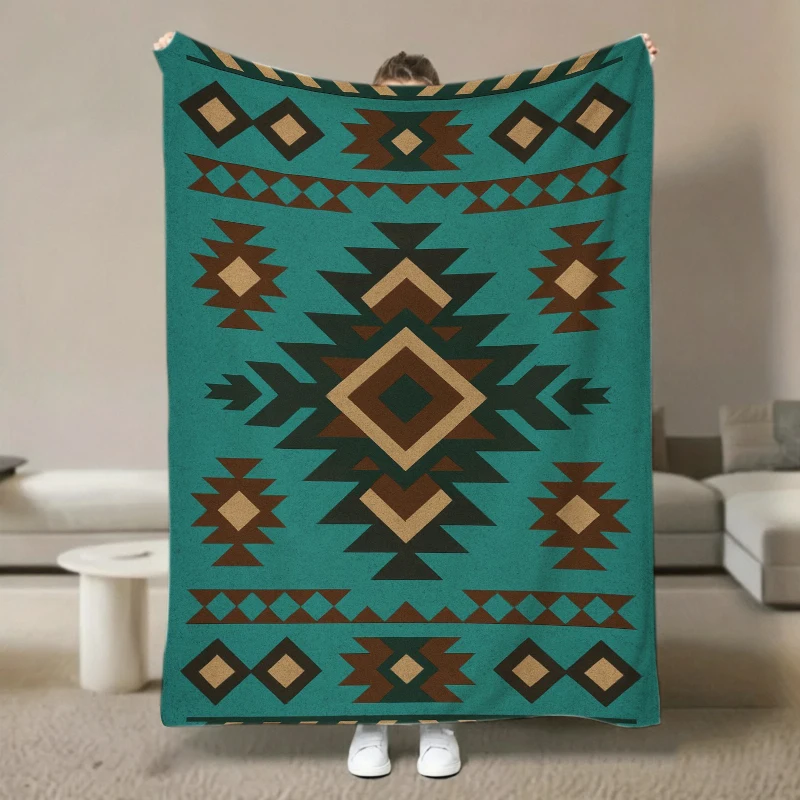 Geometric Tribal Diamond Print Throw Blanket Soft Blanket Living Room Office Lounge Guest Den Bedroom Gifts