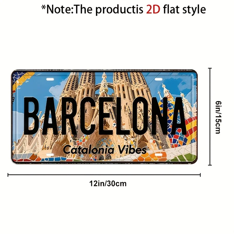 Barcelona Sagrada Familia Catalonia Vibes Aluminum Tin Sign Wall Art Decor for Garage Bar Man Cave 2D Flat Printing Metal Poster
