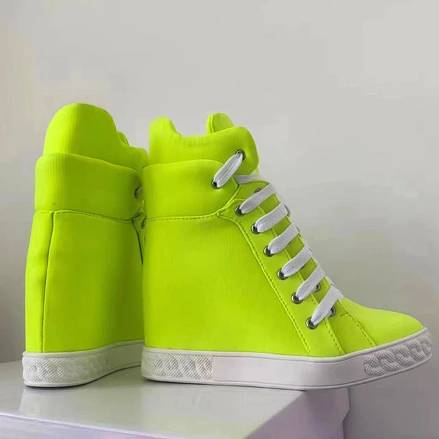Neon Color Genuine Suede Inner Wedge Ankle Boots Round Toe Hidden Height Increasing Lace Up Sneaker Winter Warm Plush Shoes AliExpress