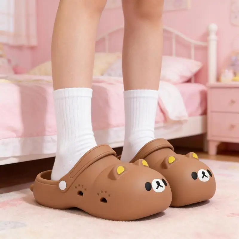 Cute Little Bear Thick Bottom Clogs Shoes Women Summer 2026 Waterproof EVA Lolita Cartoon Slippers Girl's Lovely Garden Shoes - view 5