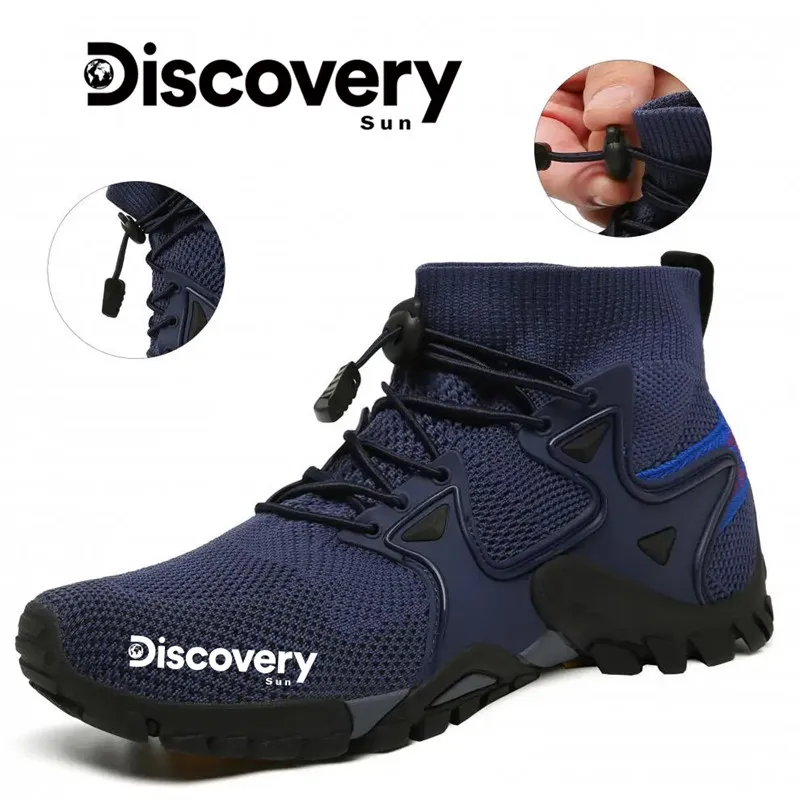 DISCOVERY-SUN Men\'s Mesh Breathable Water Shoes Quick Drying Water Shoes Swimming Anti slip Sports Shoes Fishing High Top Shoes