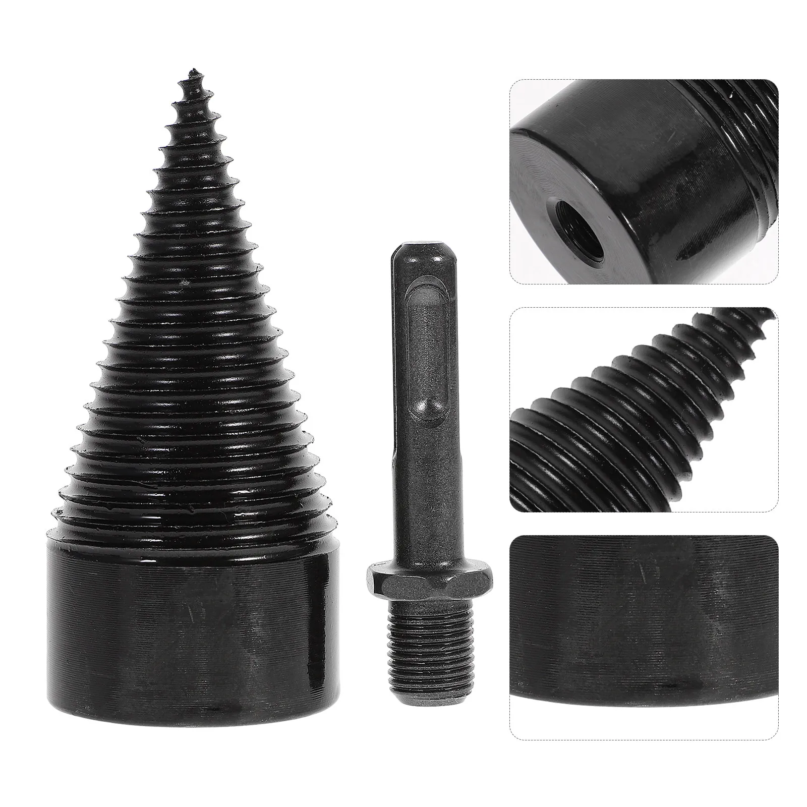 1Pcs Electric Wood Drill Bit 32Mm Black Round Shank High Toughness Wear-Resistant Wood Splitting Tool Anti-Skid Groove Fast