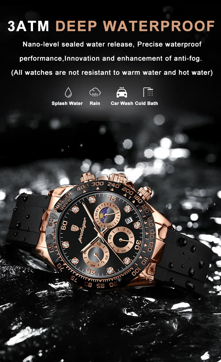 POEDAGAR Mode Luxus Männer Armbanduhr Chronograph Datum Hohe Qualität Quarz Mann Uhr Wasserdicht Leucht Militär männer Uhren – Detail 9