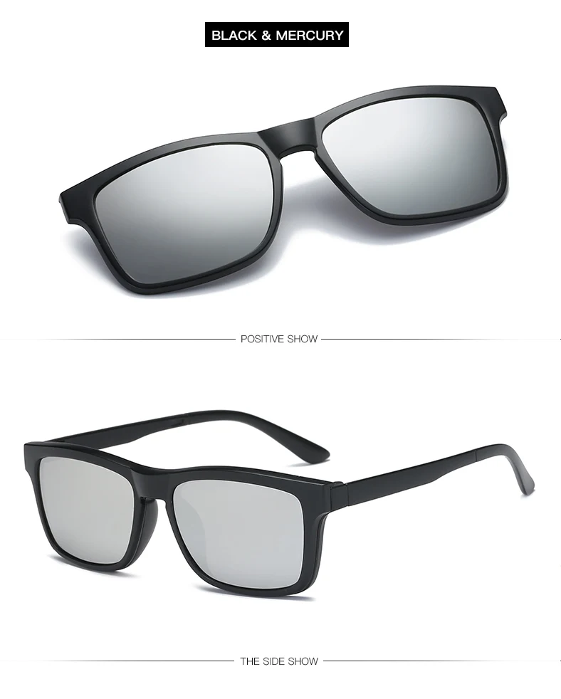Magnetische Sonnenbrille für Männer und Frauen Clip-On-Brille Quadratische Optische Korrekturbrille für Kurzsichtigkeit Herren Outdoor-Angelbrille UV400-Schutz – Detail 10