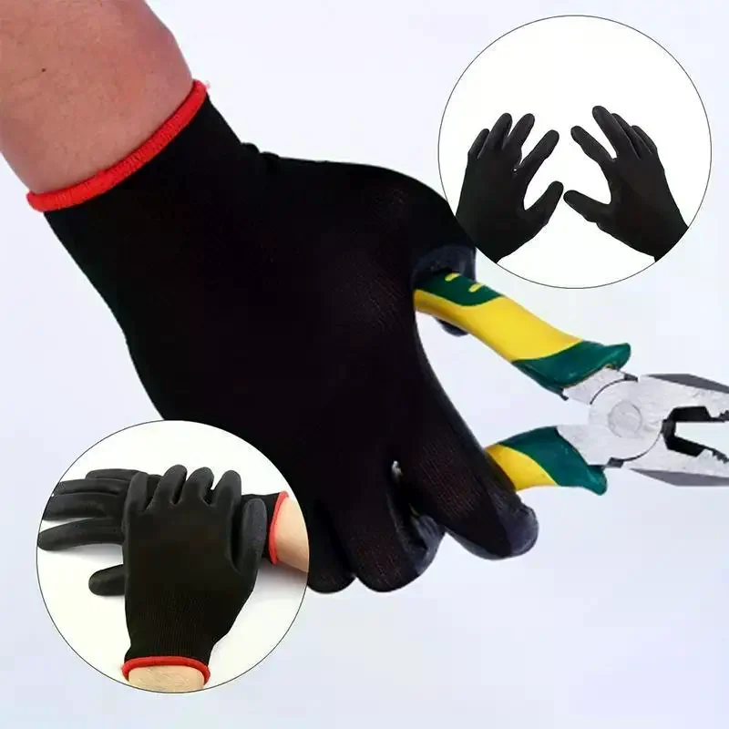 6Pcs PU Coating Gloves Anti-Slip Multi-scenario Nylon PU Gloves Durable Gardening Machinery Automotive Repair
