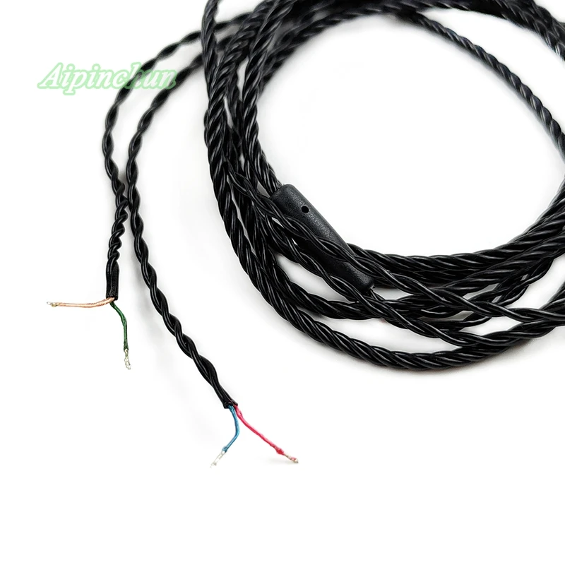 Aipinchun-Cable de reparación de auriculares, Conector de 3 polos, negro, 3,5mm