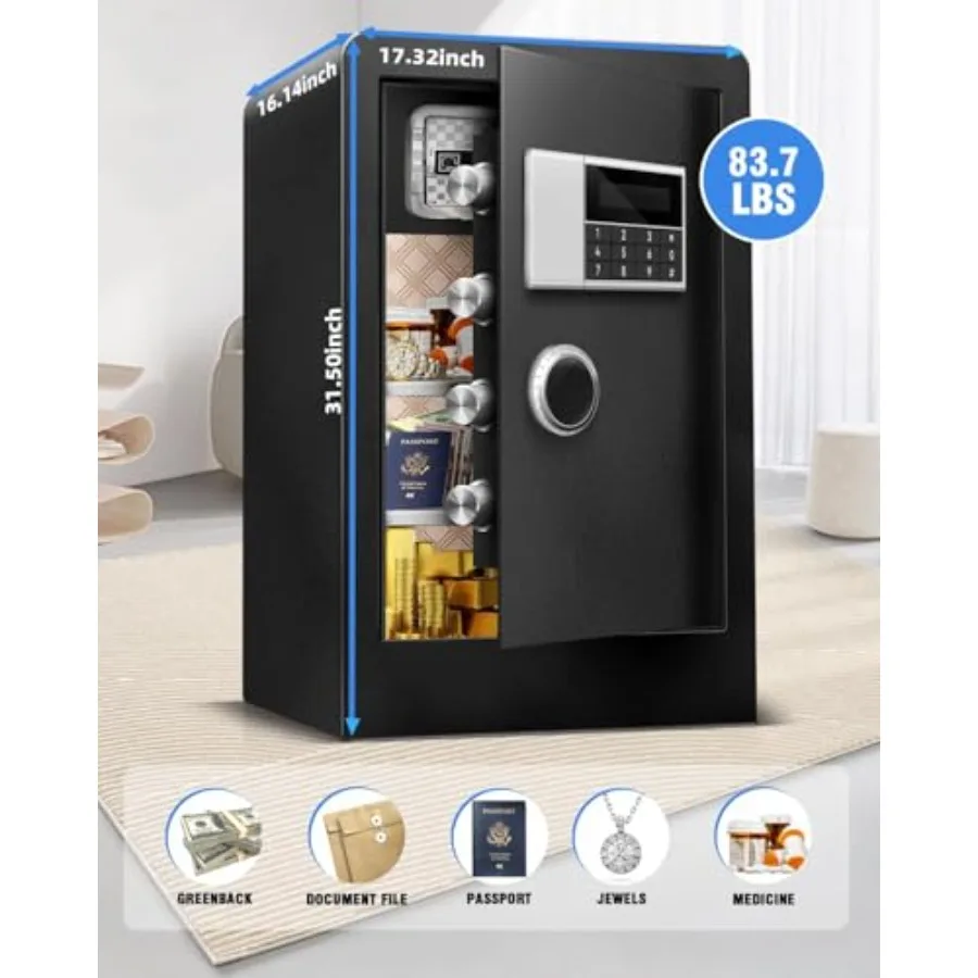 8.4 CuFt Heavy Duty Home Safe Box with Secure Digital Keypad Key Lock LCD Screen Removable Shelf and Sensor Light for Secure St